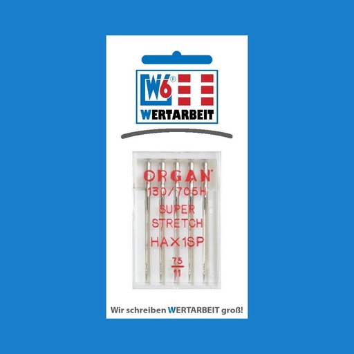 [W-N-STRETCH-75] W6 Nähmaschinennadel Super Stretch 75 HAx1SP (5 Nadeln)