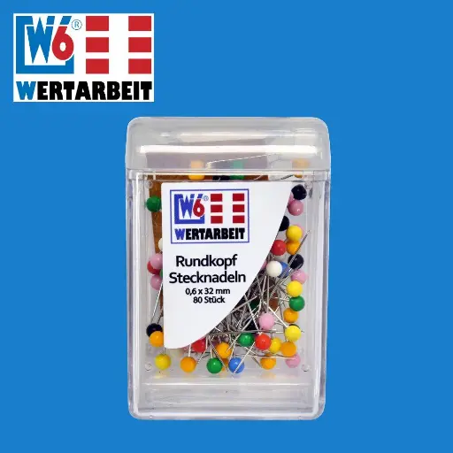 [W-Z-GKNADEL-80-BUNT] W6 Rundkopfstecknadel 80 Stück