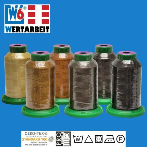 [W-G-6STUECK-BRAUN] W6 Farbset Braun Näh- und Stickgarn (6 x 1.000 m)