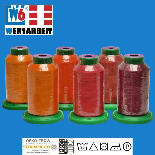 [W-G-6STUECK-ROT] W6 Farbset Rot Näh- und Stickgarn (6 x 1.000 m)